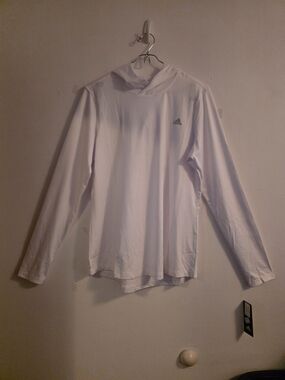 Adidas Golf White UPF 50 Lightweight Hoodie Shirt NWT Size L